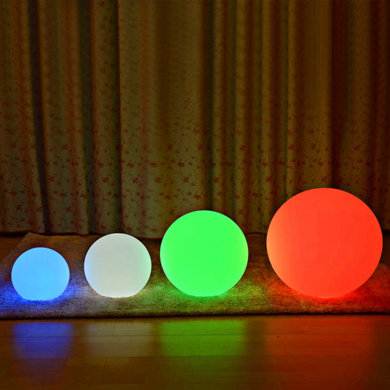 LED Neonfarvet Kugleformet PVC-Gulvlampe Fjernbetjening - Las Sola-DK