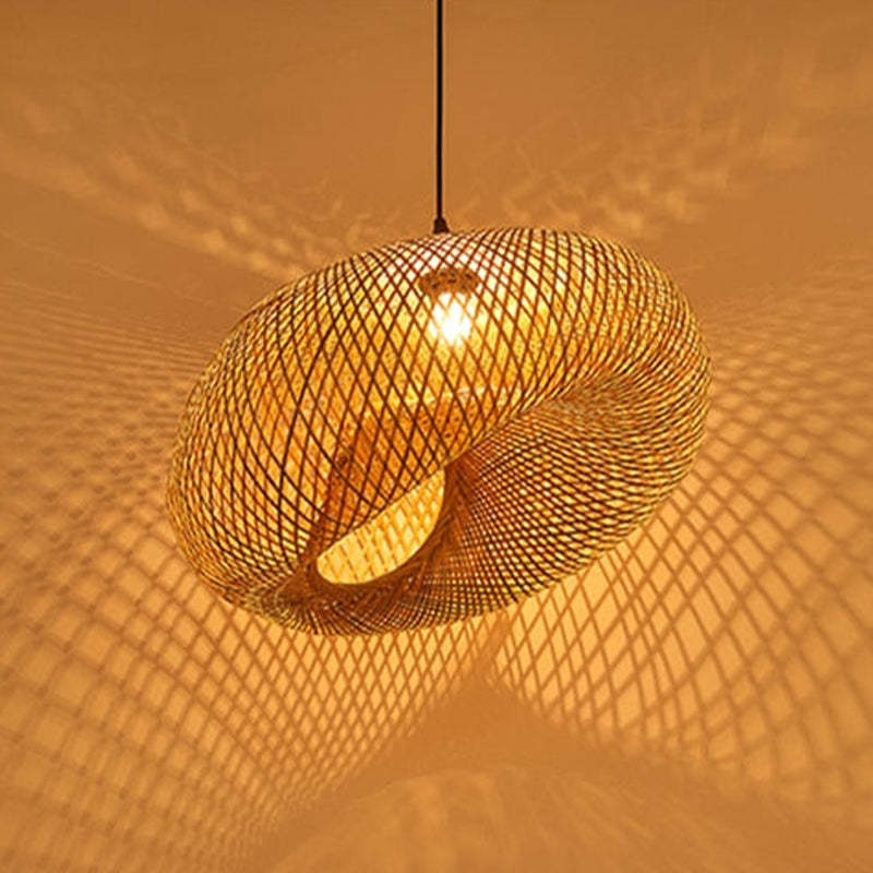 Ritta Modern Pendant Lamp Dining Room, Bamboo &amp; Wood