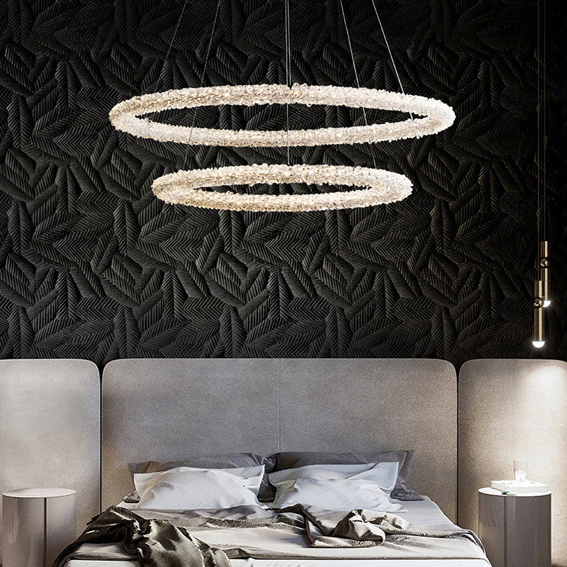 Kristy Pendant lamp, Metal &amp; crystal, 1/2/3 ring