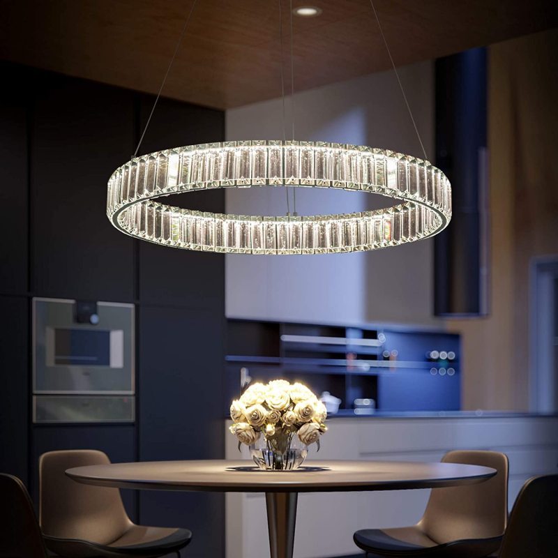 Marilyn Pendant lamp Circle, Metal &amp; crystal 