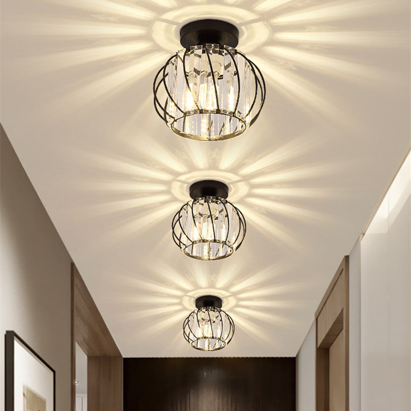 Round Krystal-loftslampe til Gang, Hall, Veranda & Balkon