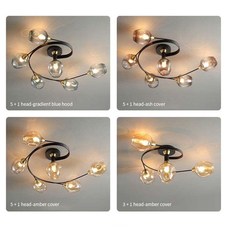 Retro Glass Ceiling Lamp for Bedroom &amp; Living Room