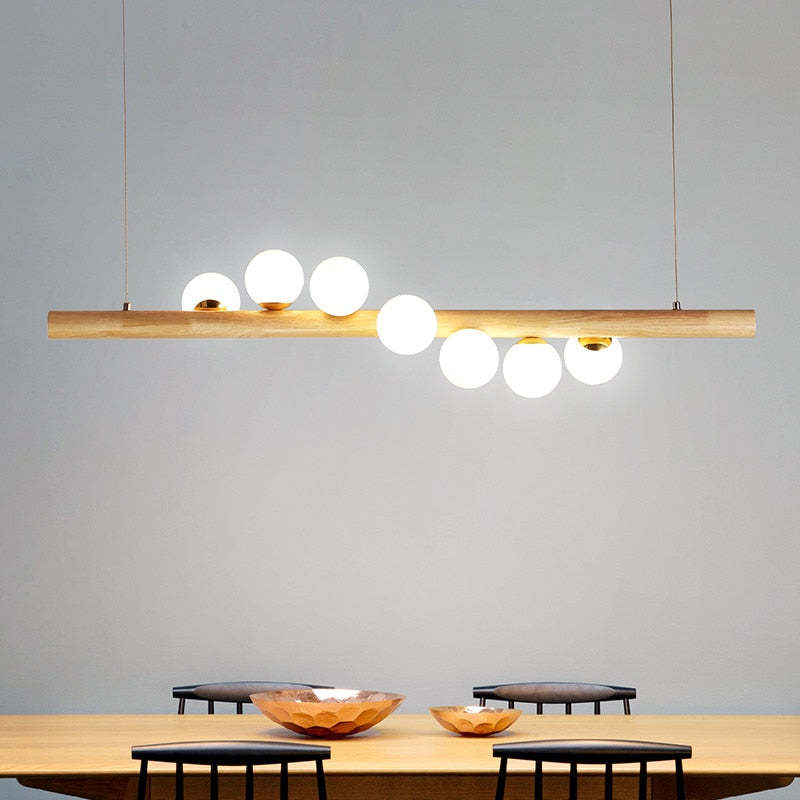 Valentina Pendant lamp Bubble, Wood &amp; Glass