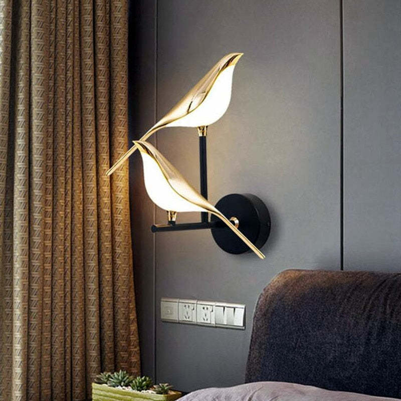 Nordic Art Damaged Bird Bedside LED Wall Lamp Bedroom