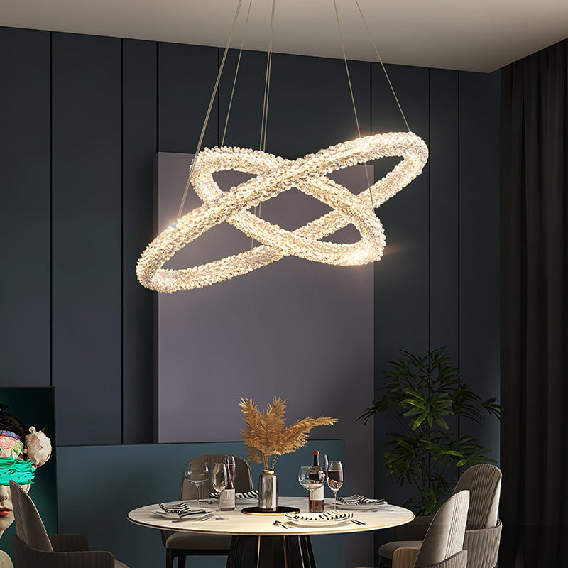 Kristy Pendant lamp, Metal &amp; crystal, 1/2/3 ring