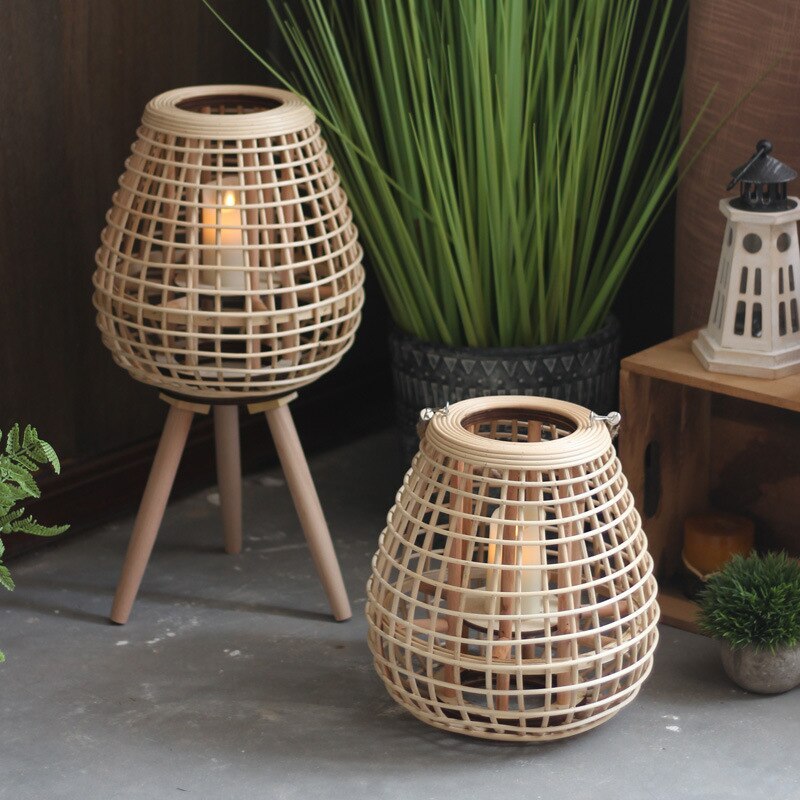 Ritta Floor Lamp, Wood &amp; Rattan 