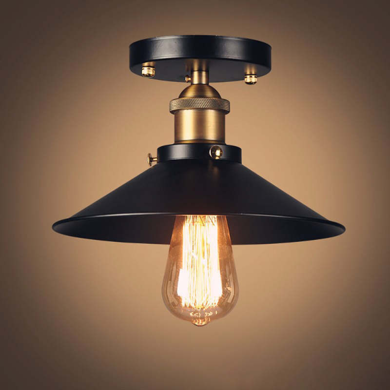 Vintage Industrielt Vindgrydelåg Loftlampe Bronze for Korridor & Stuen