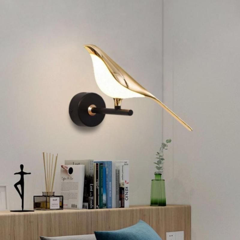 Nordic Art Damaged Bird Bedside LED Wall Lamp Bedroom