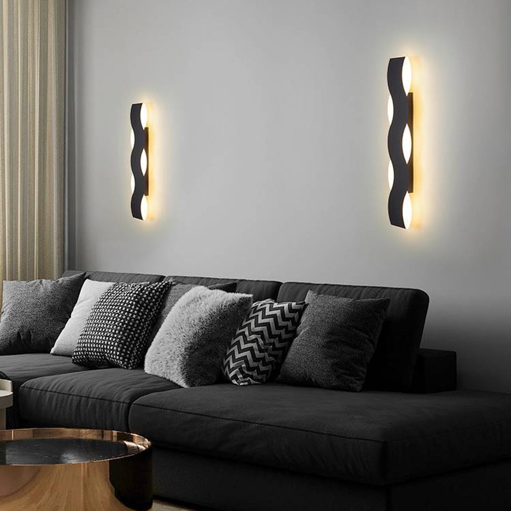 Quinn Modern Black/White Wave Wall Lamp Black, 3 Style 
