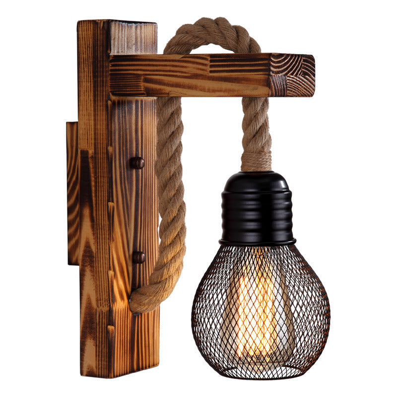 Retro Solid Wood Wall Lamps Indoors for Hallway &amp; Living Room 