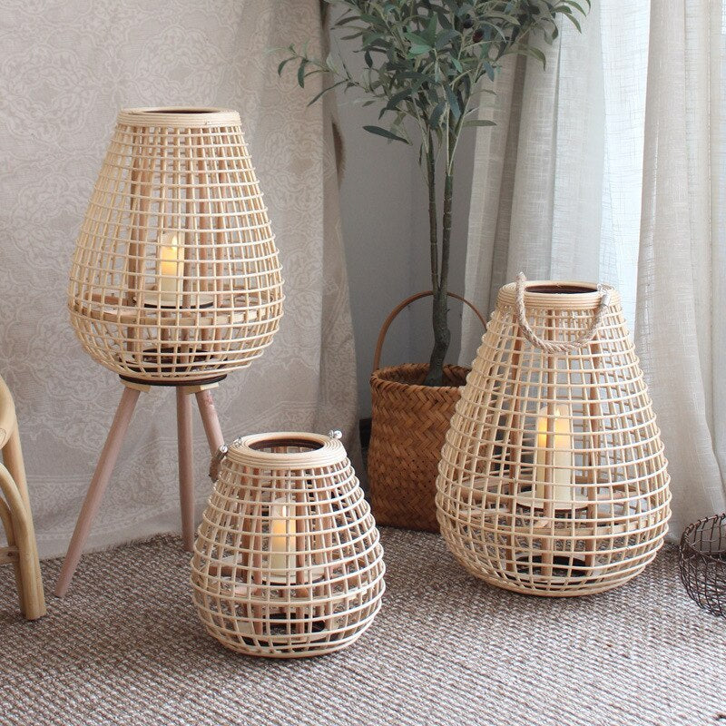 Ritta Floor Lamp, Wood &amp; Rattan 