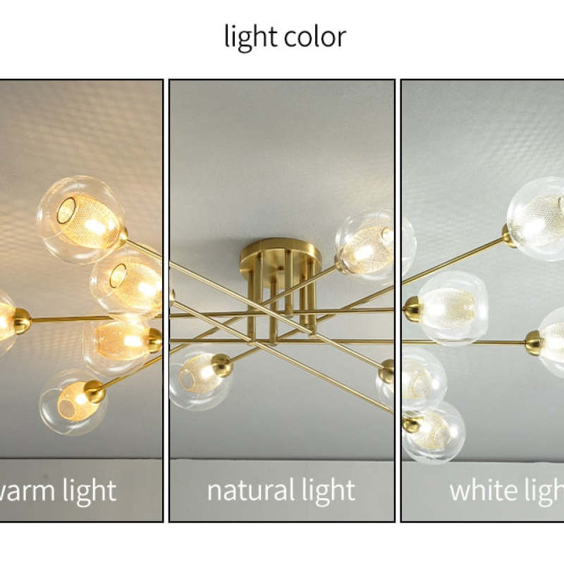 LED Ceiling lamp in Wrought iron Luster industrial Smoke colored Glass Ceiling lamp