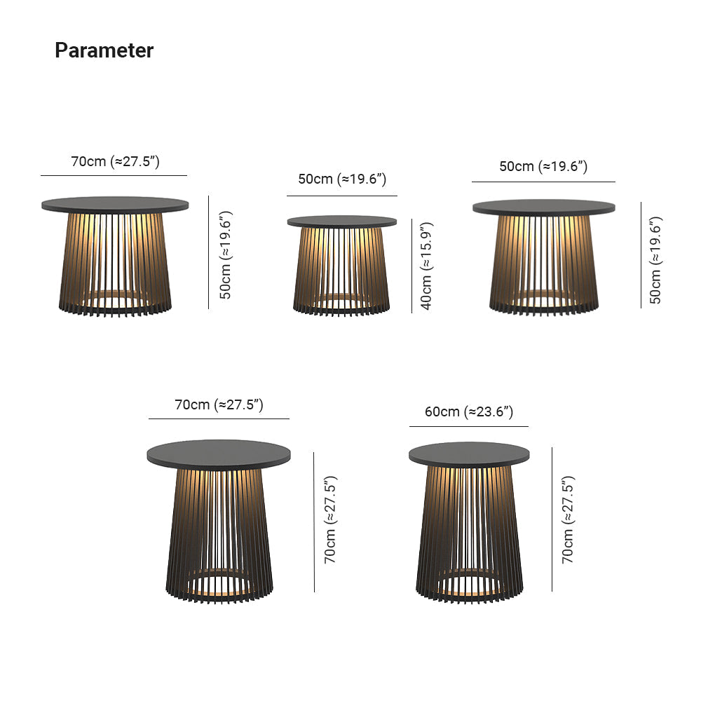 Orr Modern Outdoor Solar Floor Lamp with Table, L 40/50/70CM 