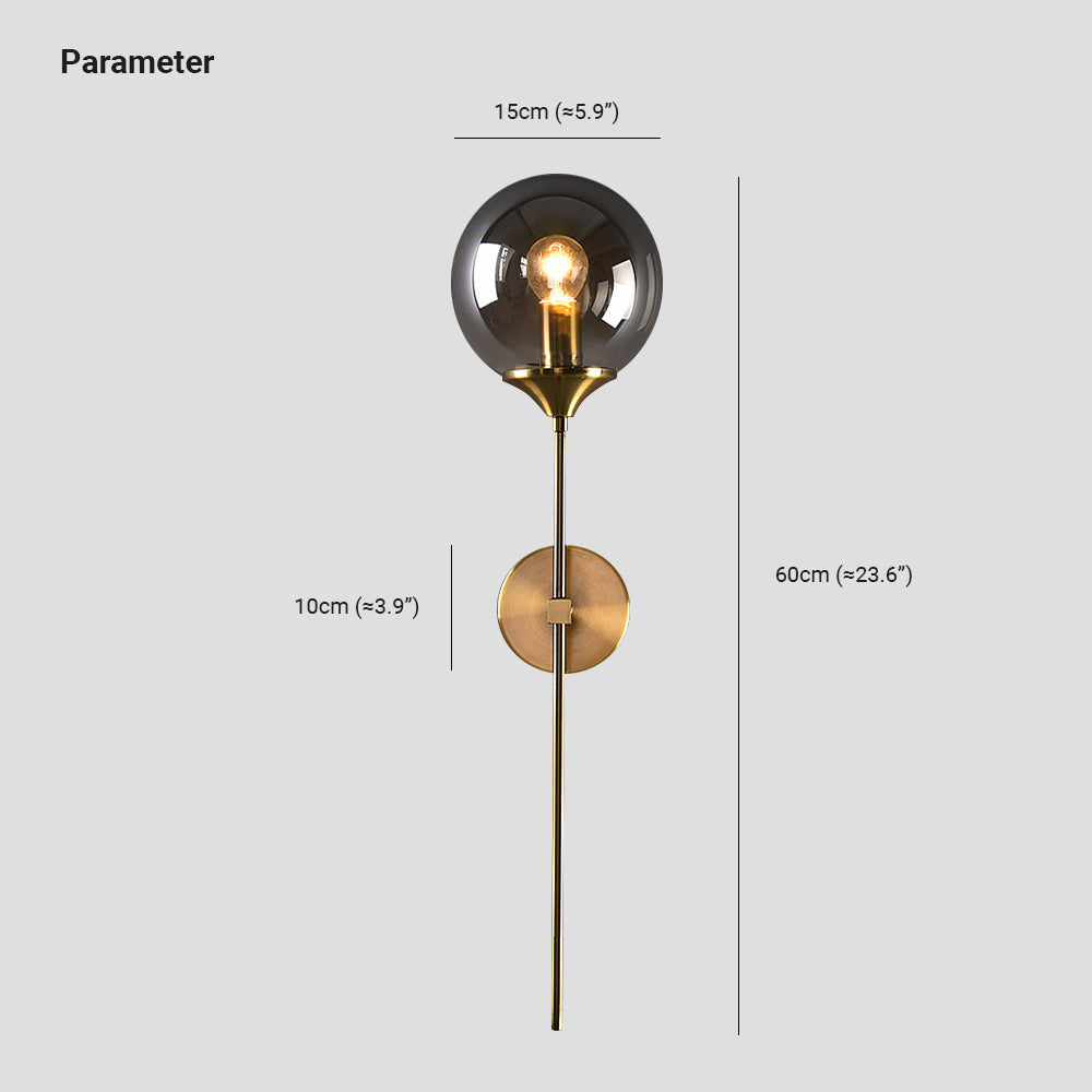 Valentina Modern Kloden Metal/Glass Wall Lamp, Grey/Amber/Clear/White