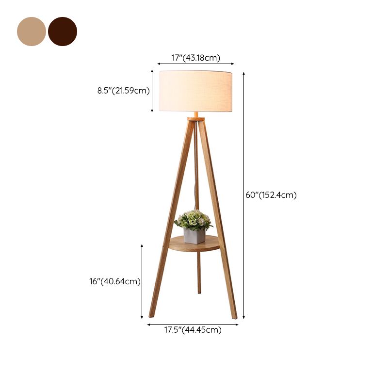 Ozawa Floor lamp Triangle Vintage, Wood/Fabric, Beige, Living room