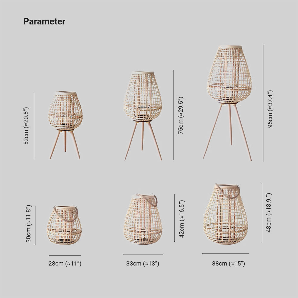 Ritta Floor Lamp, Wood &amp; Rattan 