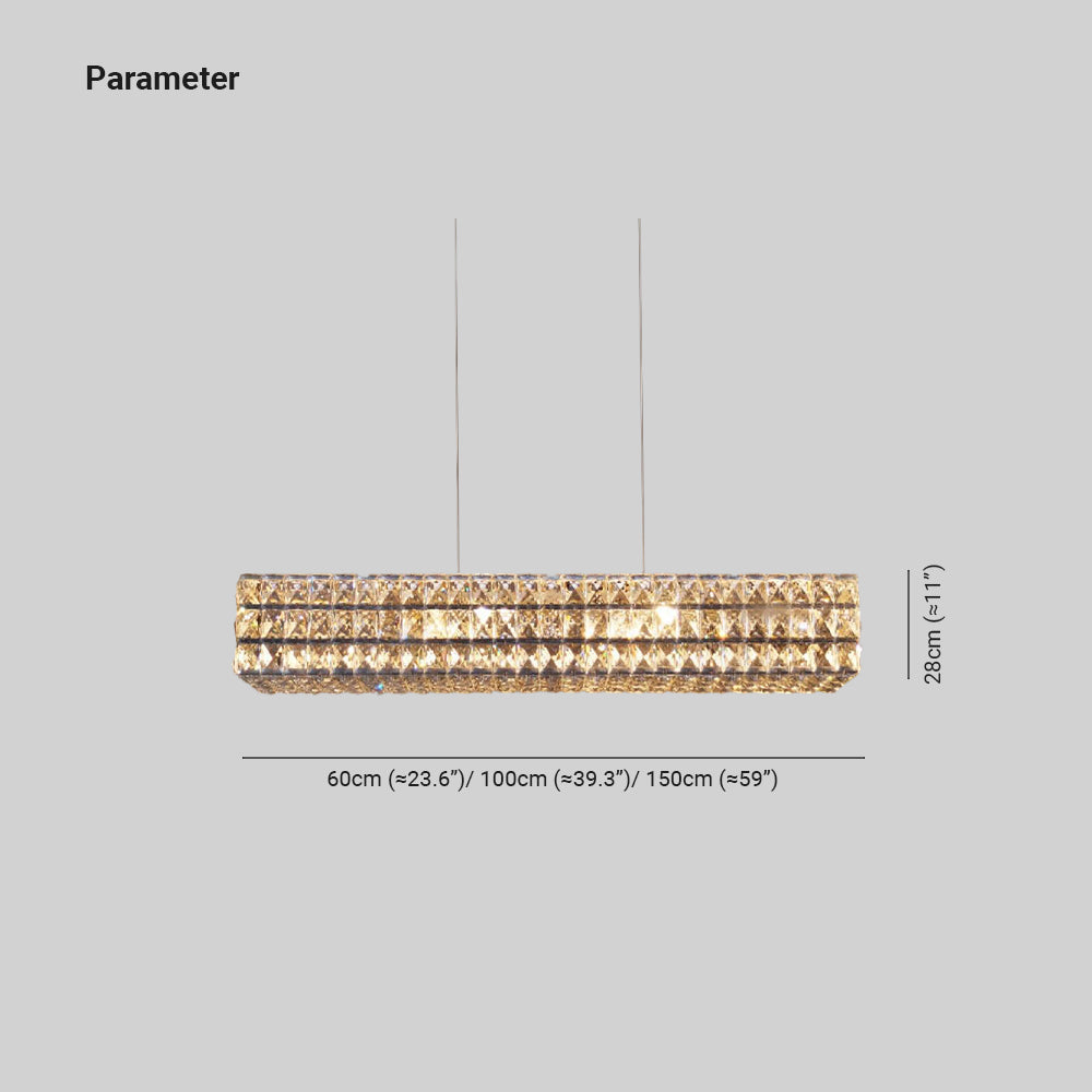Kristy Rektangulær Luksus Krystal Pendellampe, 2 Farve
