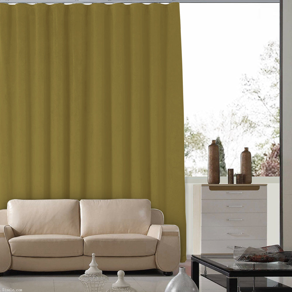 Plushy Modern Velvet Polyester White Minimalist Blackout Curtain Living Room/Bedroom Track Set 