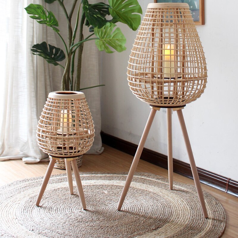 Ritta Floor Lamp, Wood &amp; Rattan 