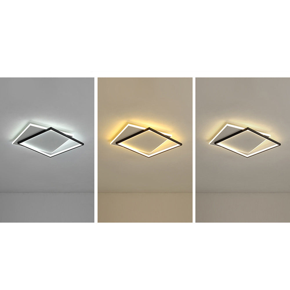 Quinn Moderne Firkantet/Rund Loftlampe, Sort/Hvid