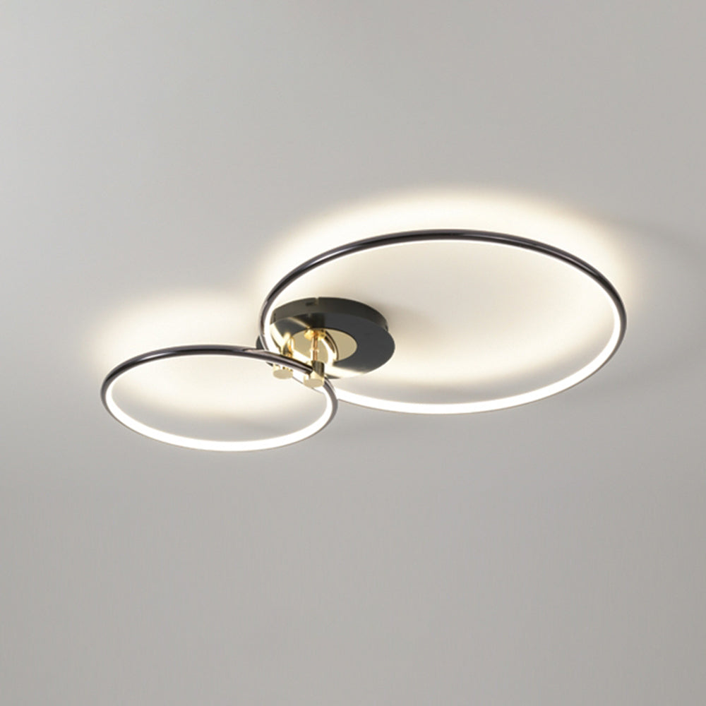 Arisha Moderne cirkel Semi-Loftlampe, Guld & Sort, 2/3/6 Ring