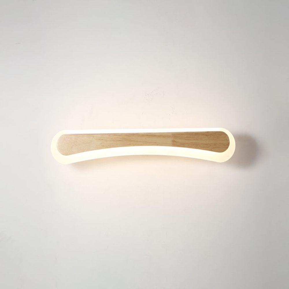 Ozawa Modern Rectangular/Bow Shape Wood/Metal Wall Lamp 