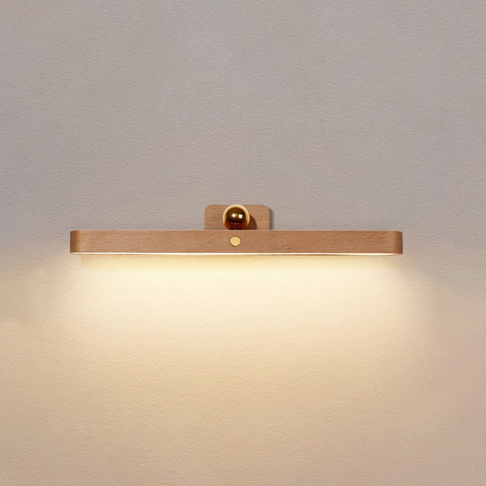 Ozawa Retro Oval Træ/Akryl/Metal Væglampe, Spejllampe til Badeværelse