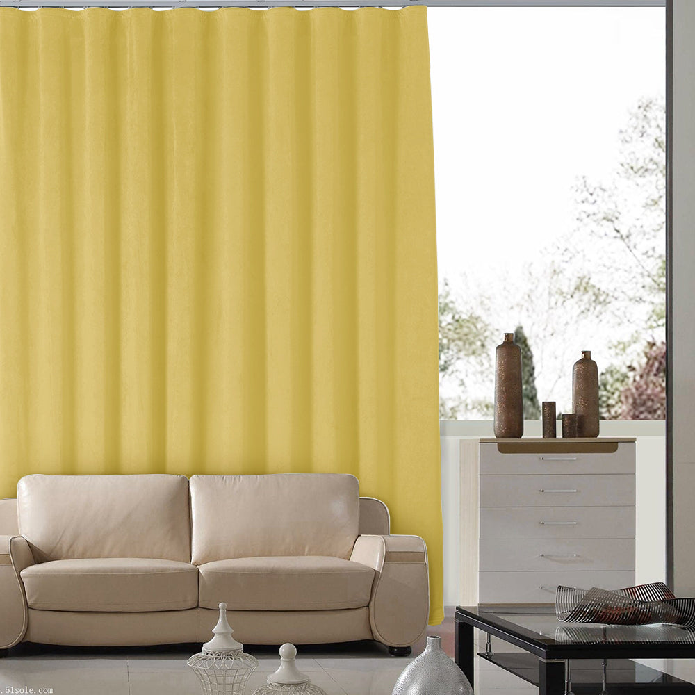 Plushy Modern Velvet Polyester White Minimalist Blackout Curtain Living Room/Bedroom Track Set 